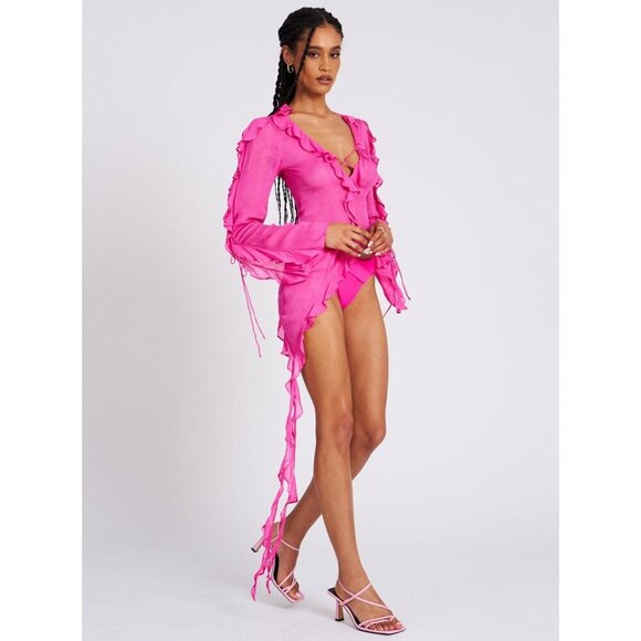 Kellie Fuchsia Pink Ruffle Top - Picture 7 of 15